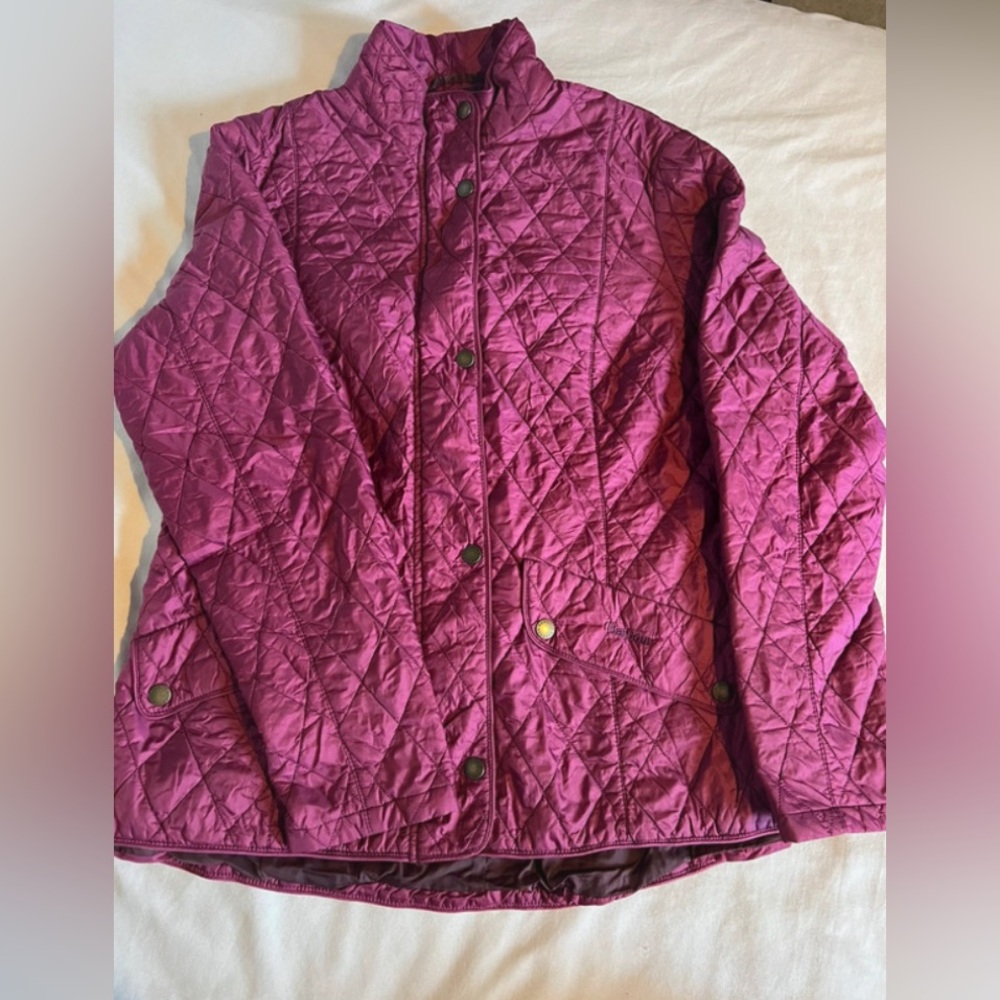BARBOUR COAT QUILTED Fleece Lined Pink Magenta Size 14